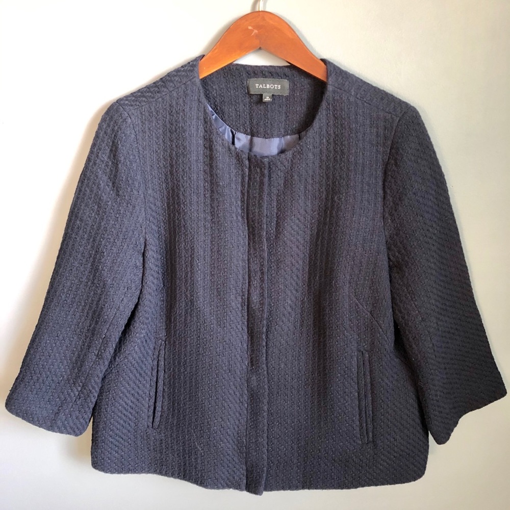 Talbots Textured 3/4 Sleeve Swing Jacket EUC